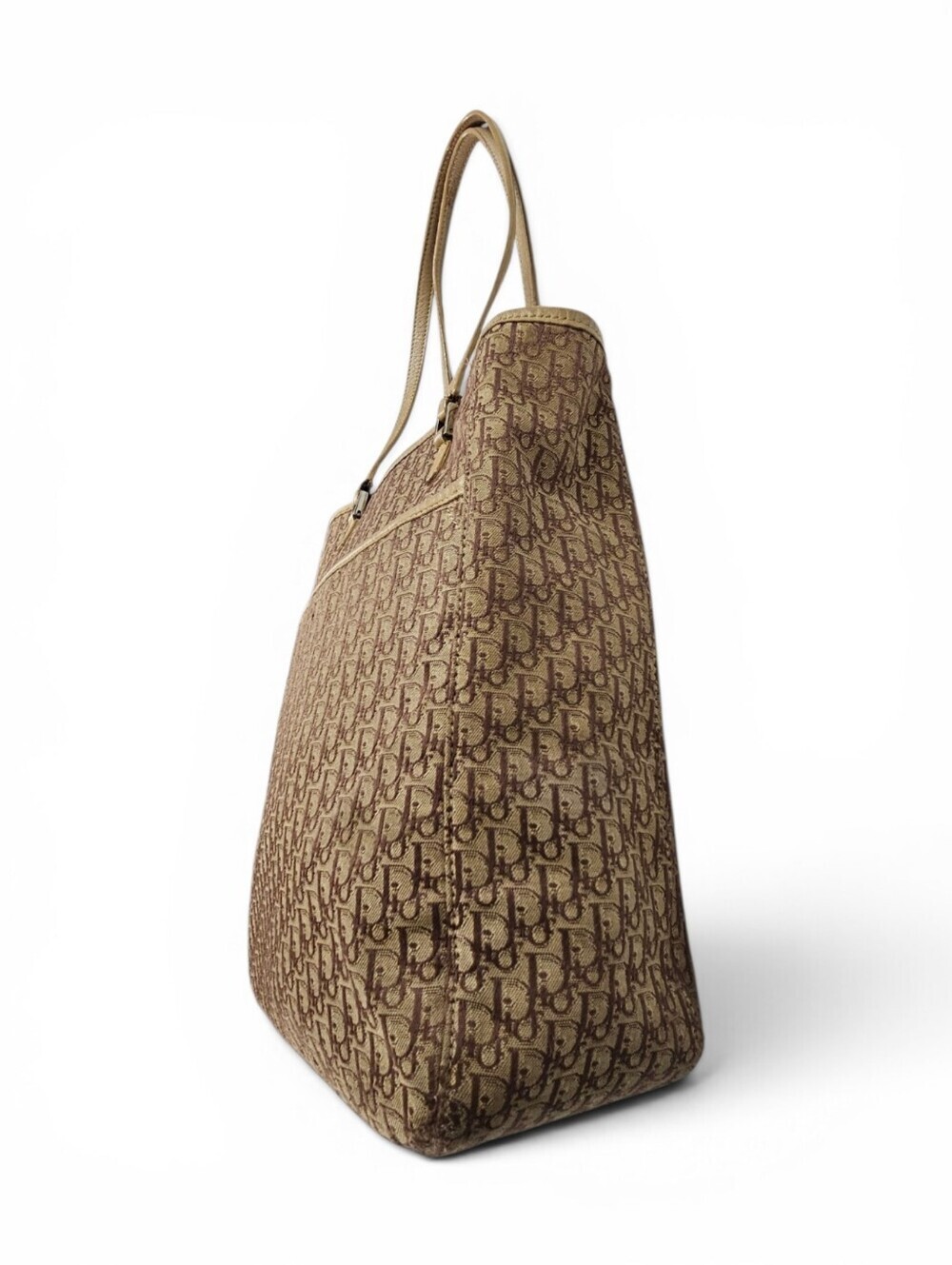 Dior Trotter Diorissimo Monogram Canvas And Leather Tote Bag In Brown And Tan - Picture 3 of 16